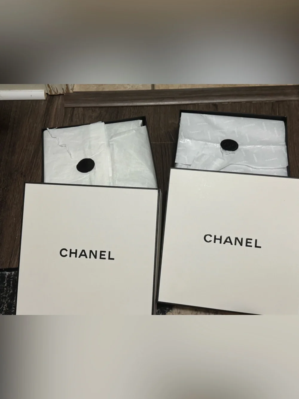 CHANEL Black & White Branded Boxes and Bag Set